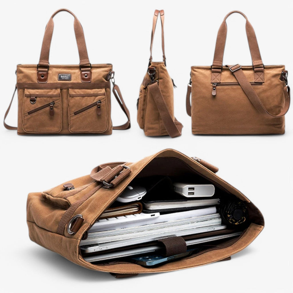 Sturdy Vintage Canvas Organised Work Shoulder Bag