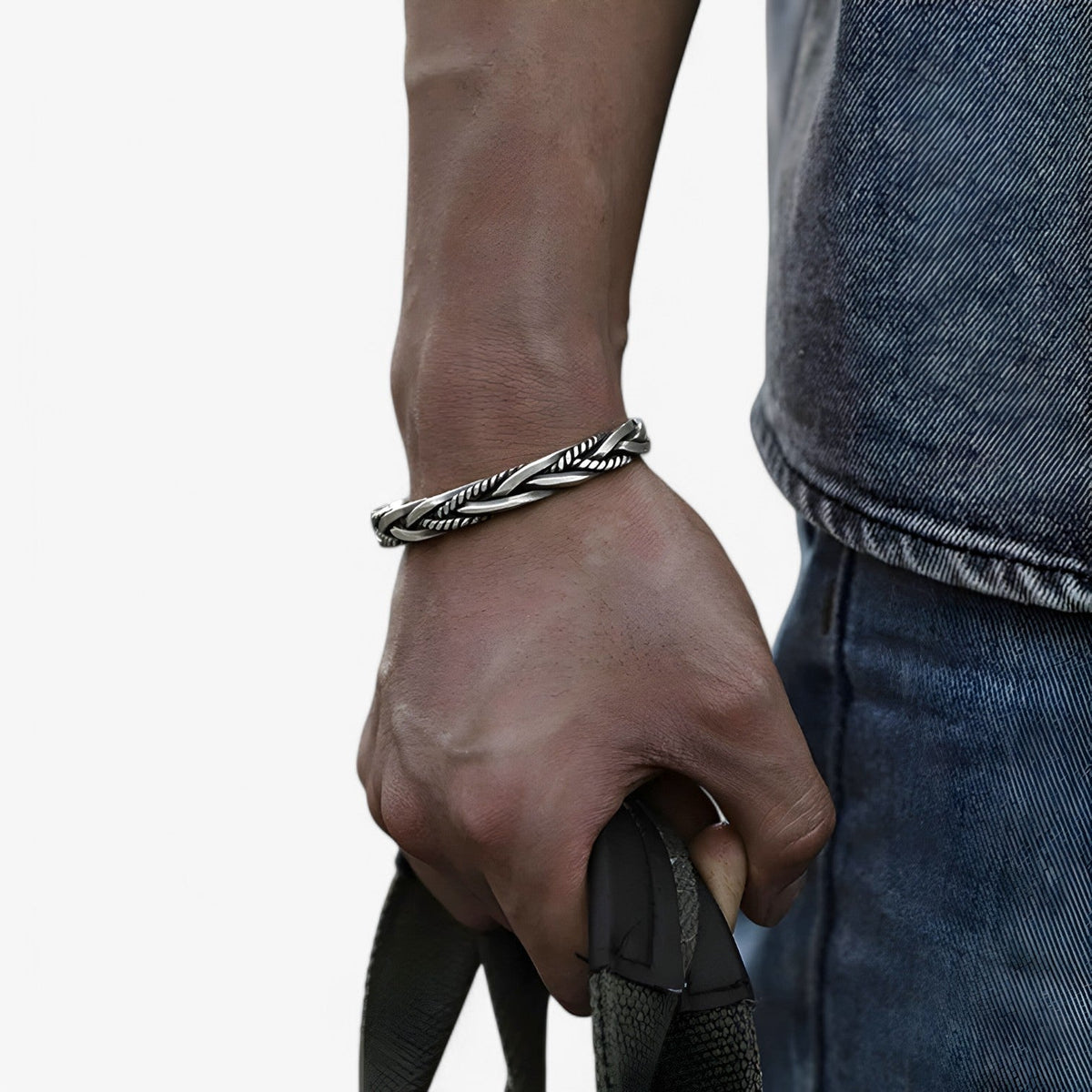 Gedraaide geweven armband in zilverkleur