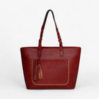 Simple Elegant Leather Handbag with Tassel Detail