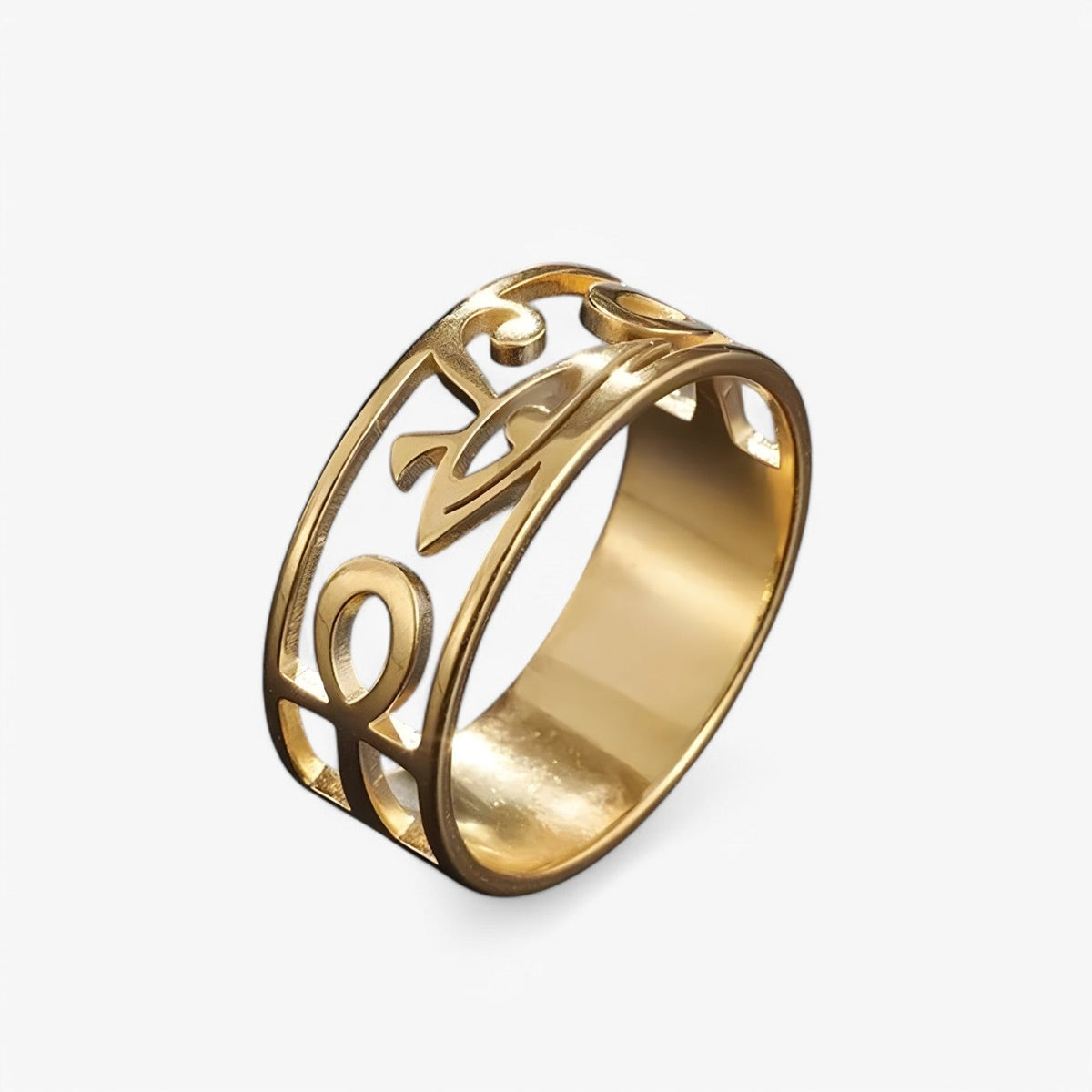 Ankh Cross Ring in Gold-Tone Stainless Steel