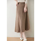Textured Cable-Knit A-Line Maxi Skirt