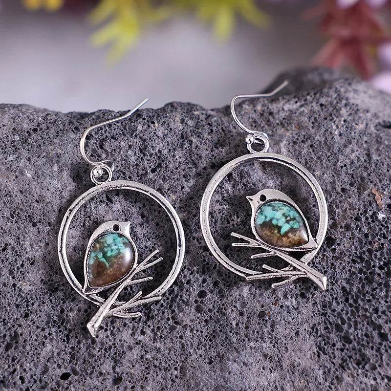 Vintage-Style Bird on Branch Earrings