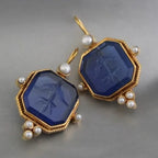 Vintage-Style Geometric Pearl Pendant Drop Earrings