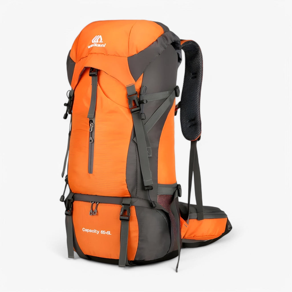 Large 70L Nylon Hiking and Camping Backpack with Rain Cover