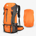 Large 70L Nylon Hiking and Camping Backpack with Rain Cover