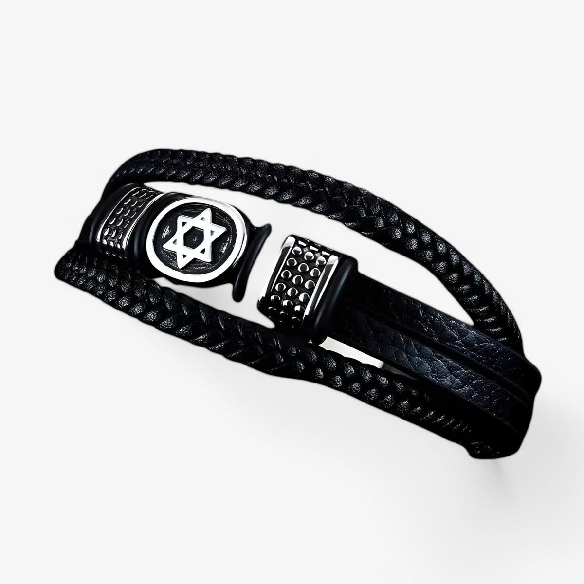 Gelaagde leren armband met magneetsluiting