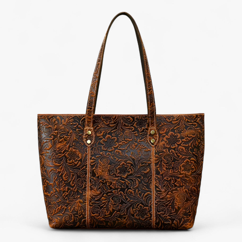 Grote handgemaakte vintage leren shopper-schoudertas voor dames