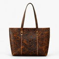 Grote handgemaakte vintage leren shopper-schoudertas voor dames