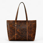 Grote handgemaakte vintage leren shopper-schoudertas voor dames