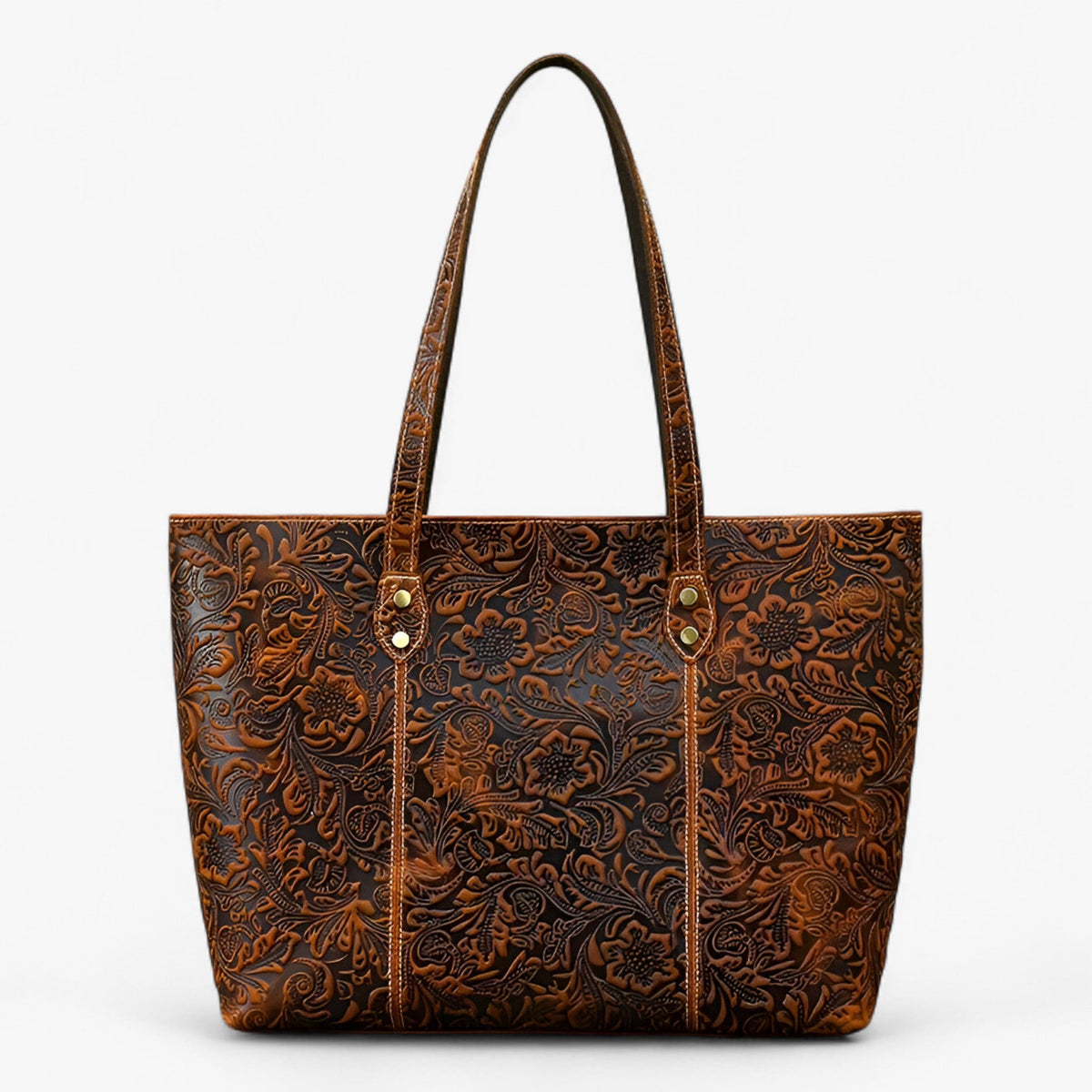 Grote handgemaakte vintage leren shopper-schoudertas voor dames