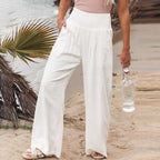Full-Length Wide-Leg Trousers with a Gathered Waist