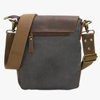 Compact Retro Canvas and Genuine Leather Shoulder Bag
