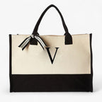 Reusable Canvas Cotton Initial Letter Tote Bag
