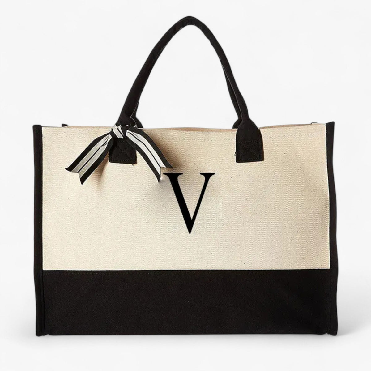 Reusable Canvas Cotton Initial Letter Tote Bag