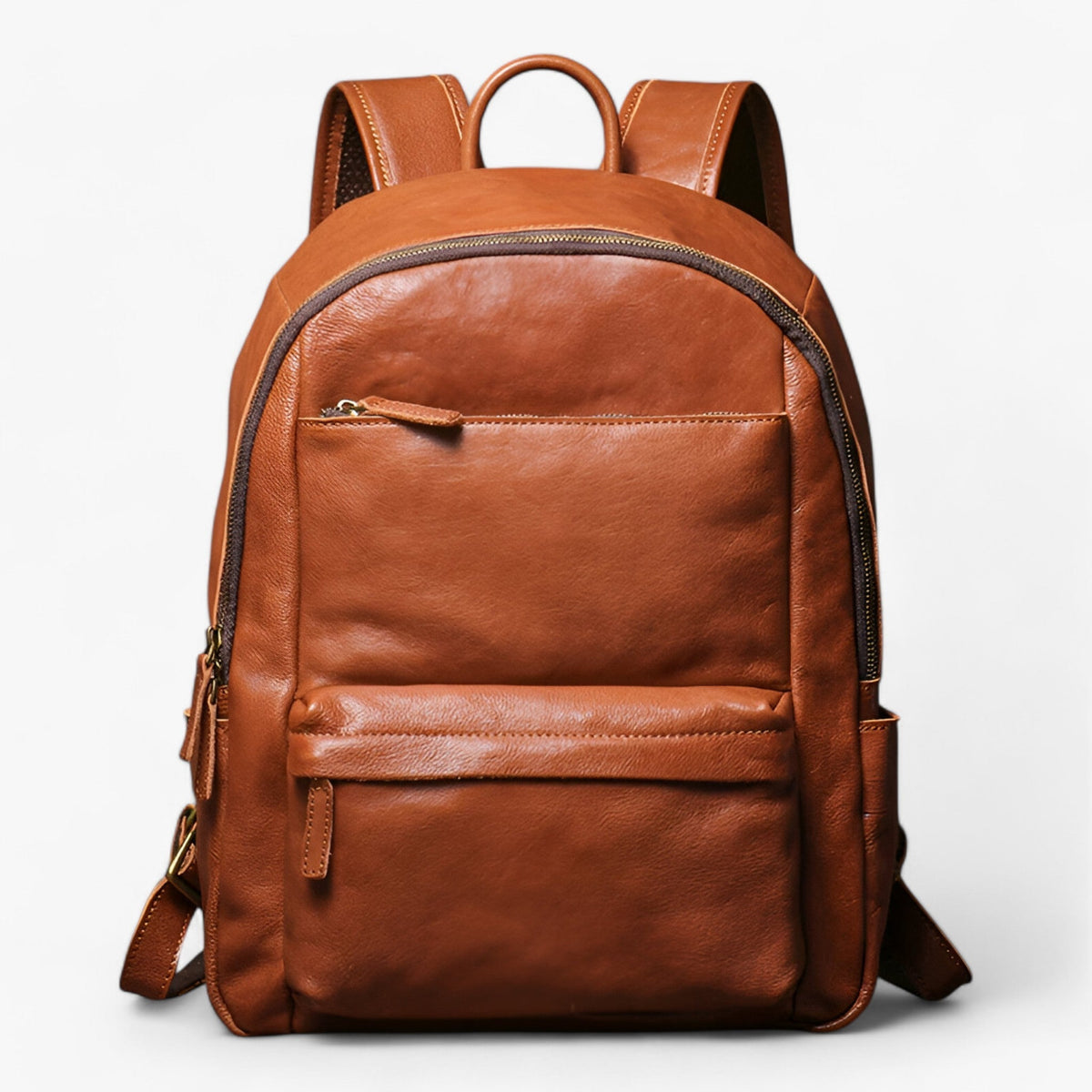 Vintage-Inspired Leather Travel Backpack for Work and School