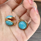 Vintage-Style Geometric Turquoise Stud Earrings