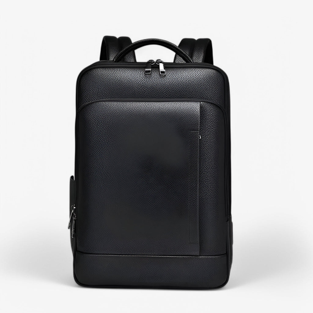 Genuine Leather Commuter Backpack with USB Charging Port