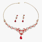 Set met ketting en oorbellen in rood kristal voor gelegenheden