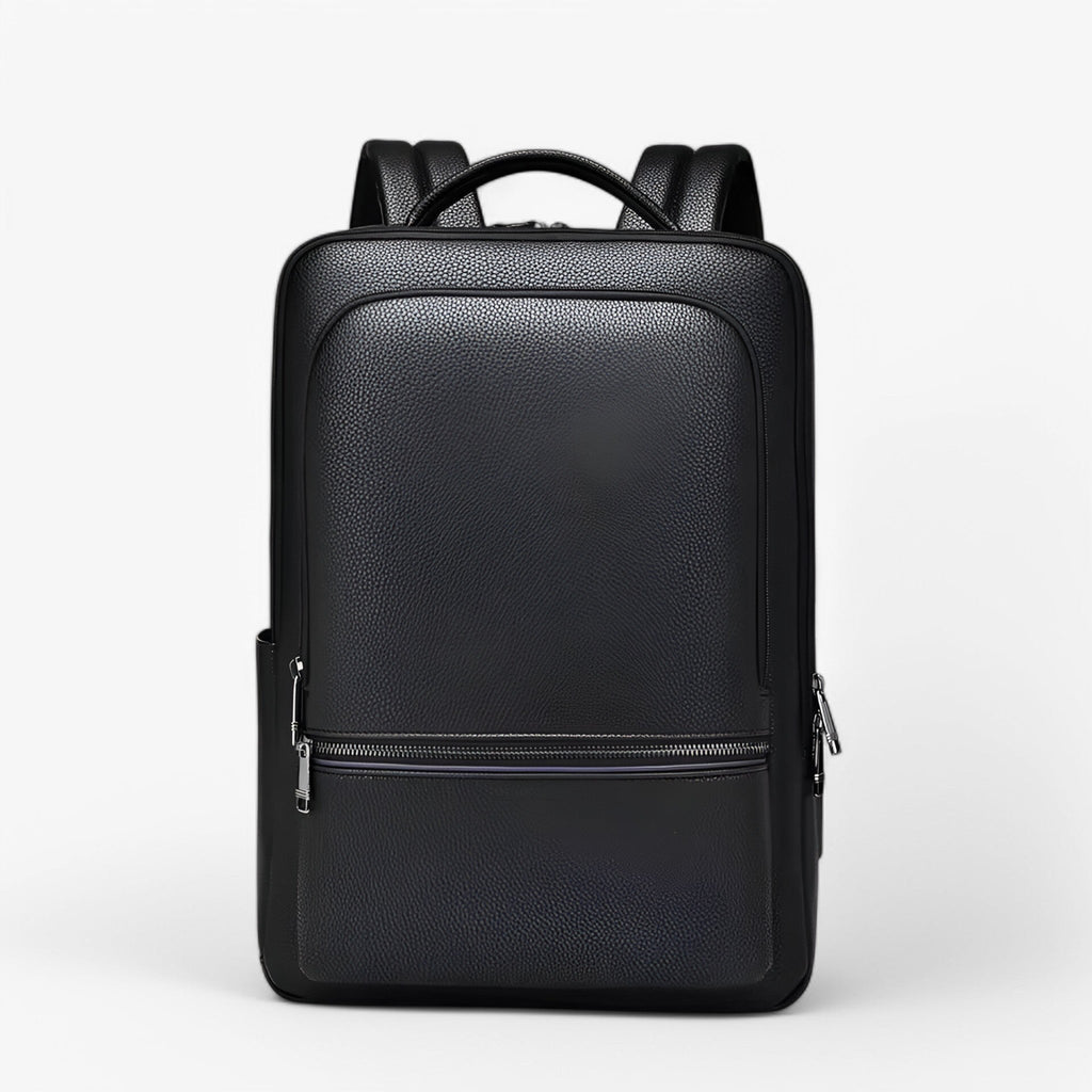 Genuine Leather Commuter Backpack with USB Charging Port