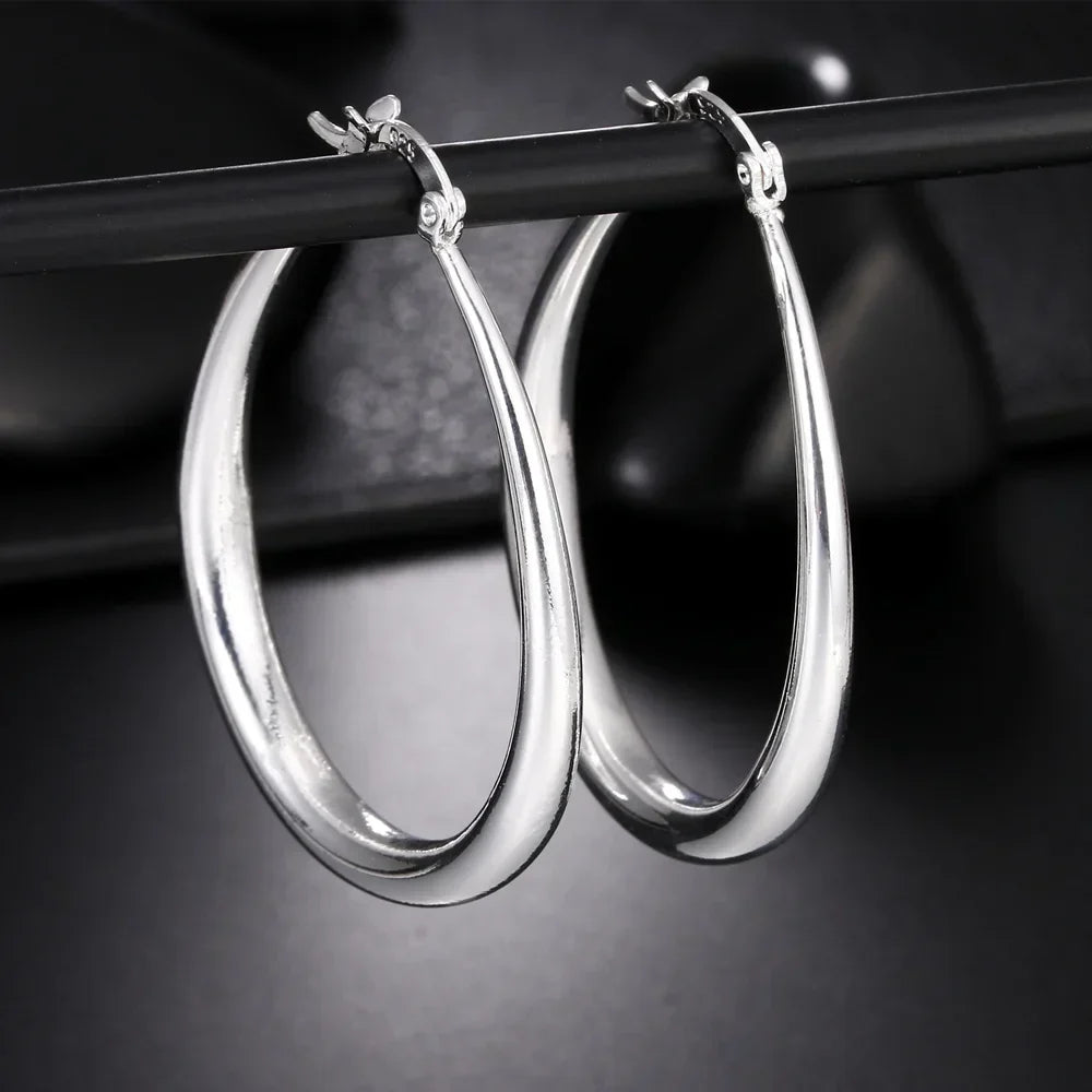 Oval Sterling Silver Earrings