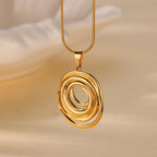 Hollow Geometric Oval Necklace