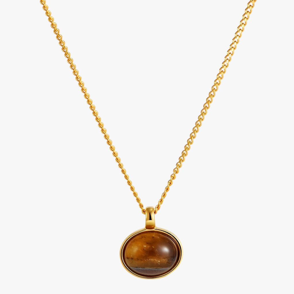 Vintage Necklace with Tiger's Eye Stone Pendant