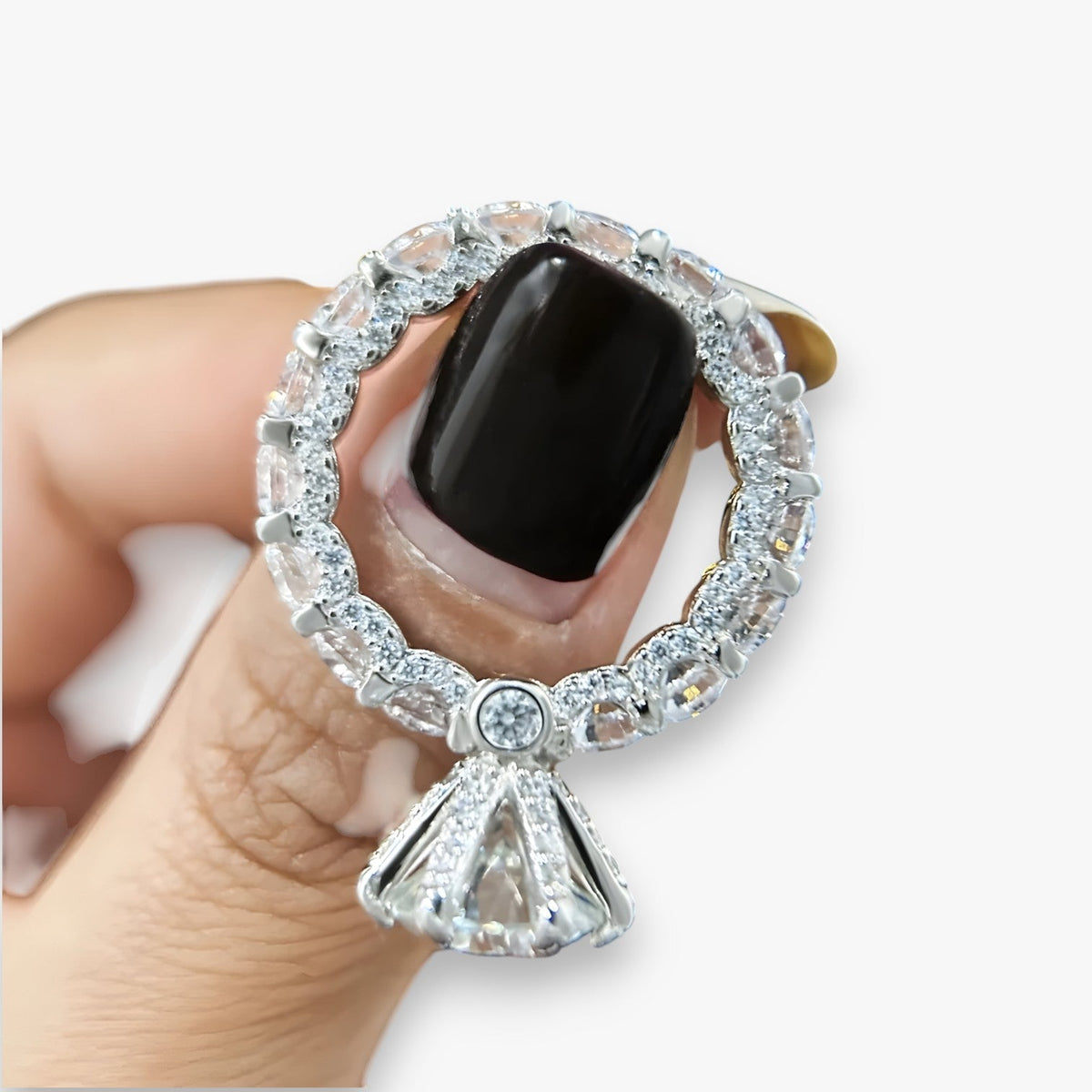 Moissanietring in S925 zilver met verborgen halo