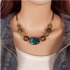 Vintage Pearl Necklace with Acrylic Pendant