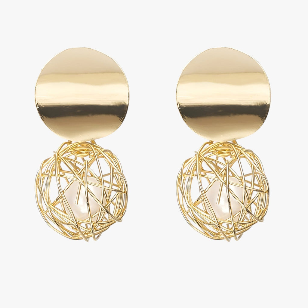 Braided Gold-Tone Hoop Earrings with Vintage Finish