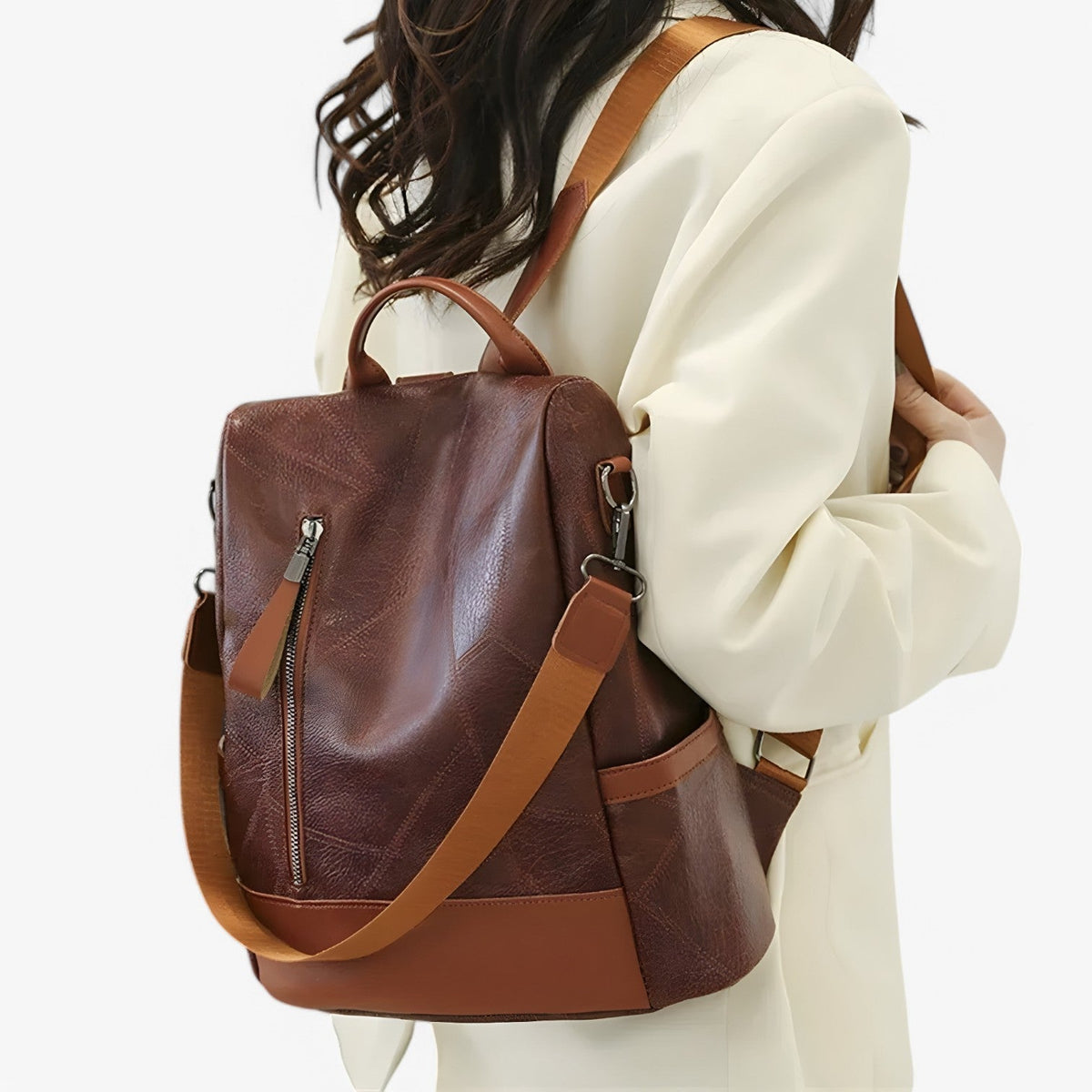 Soft Leather Vintage-Look School and Travel Backpack