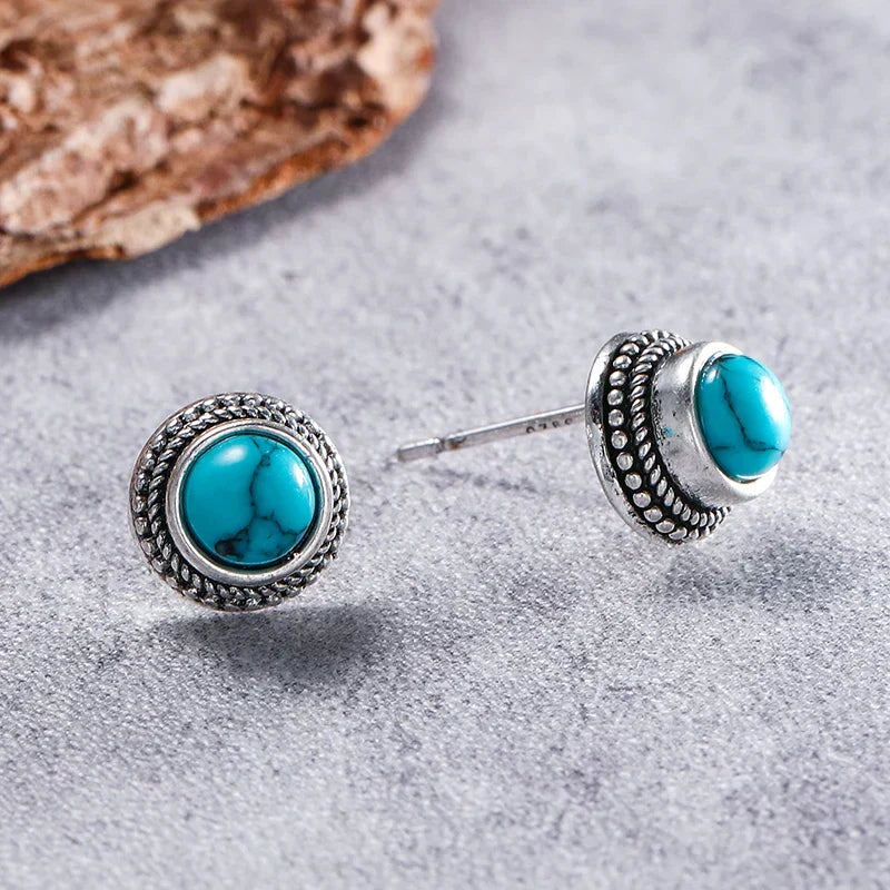 Vintage Bohemian Faux Turquoise Stud Earrings