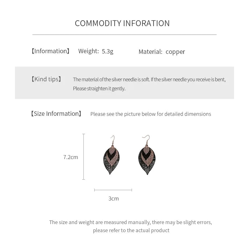 Black Filigree Leaf Earrings in Two Metal Tones