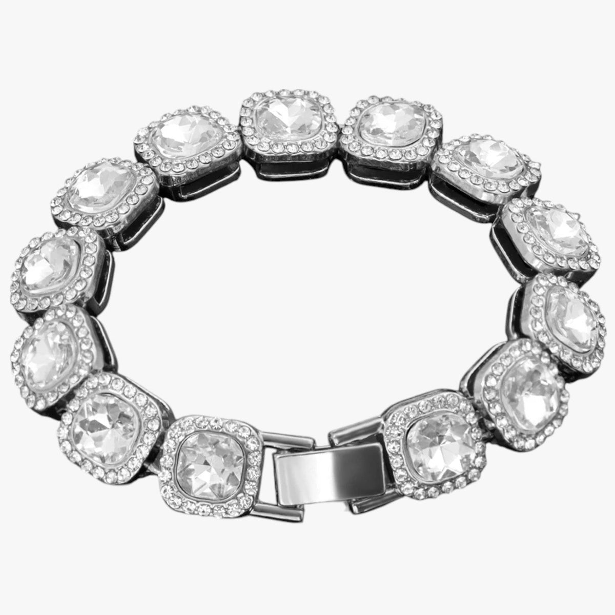 Kristallen tennisarmband met hangende hartbedels