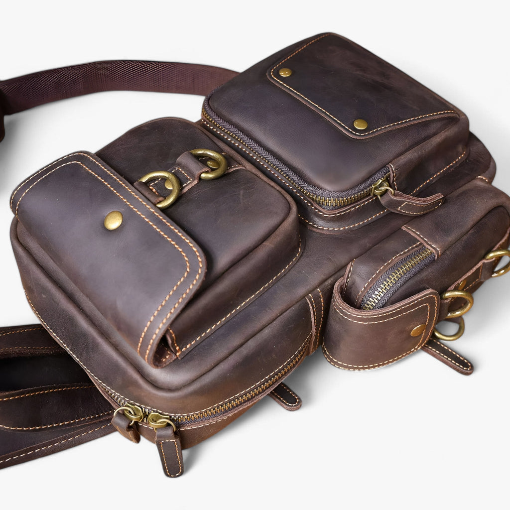 Sleek Full-Grain Leather Vintage-Style Everyday Bag