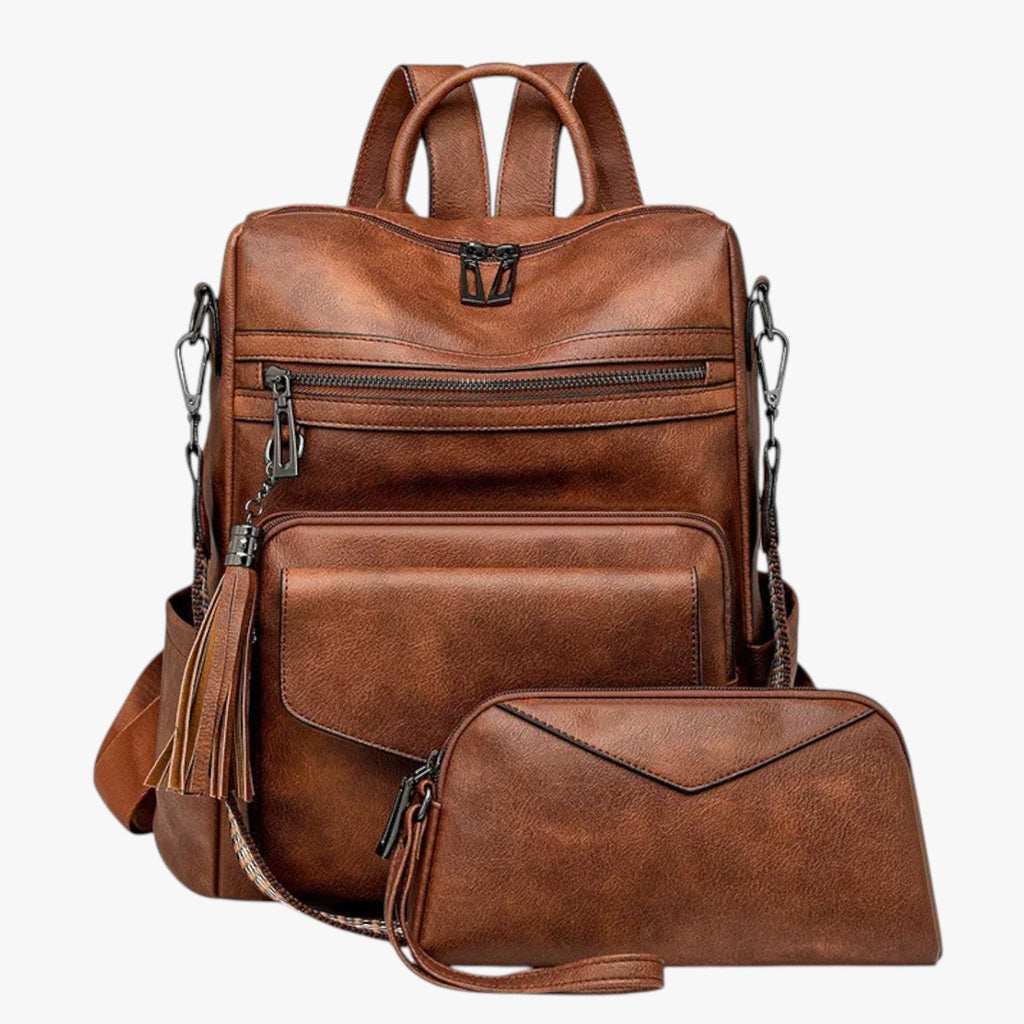 Elegant Soft Leather Backpack with Laptop Space