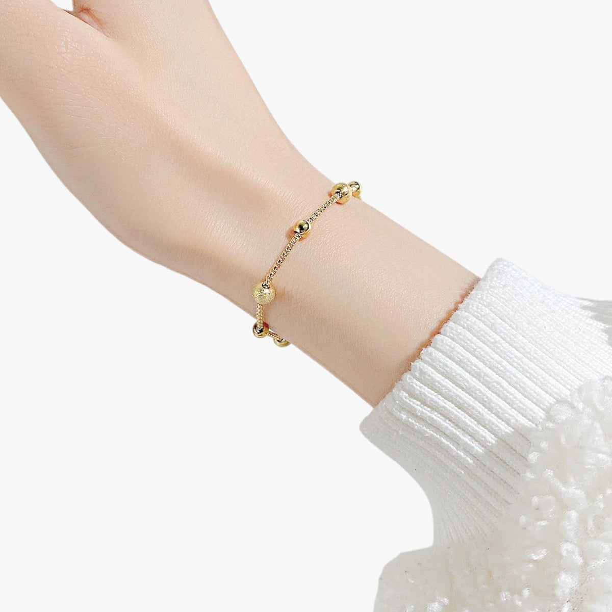 Adjustable Beaded Bracelet in Matte Stainless Steel