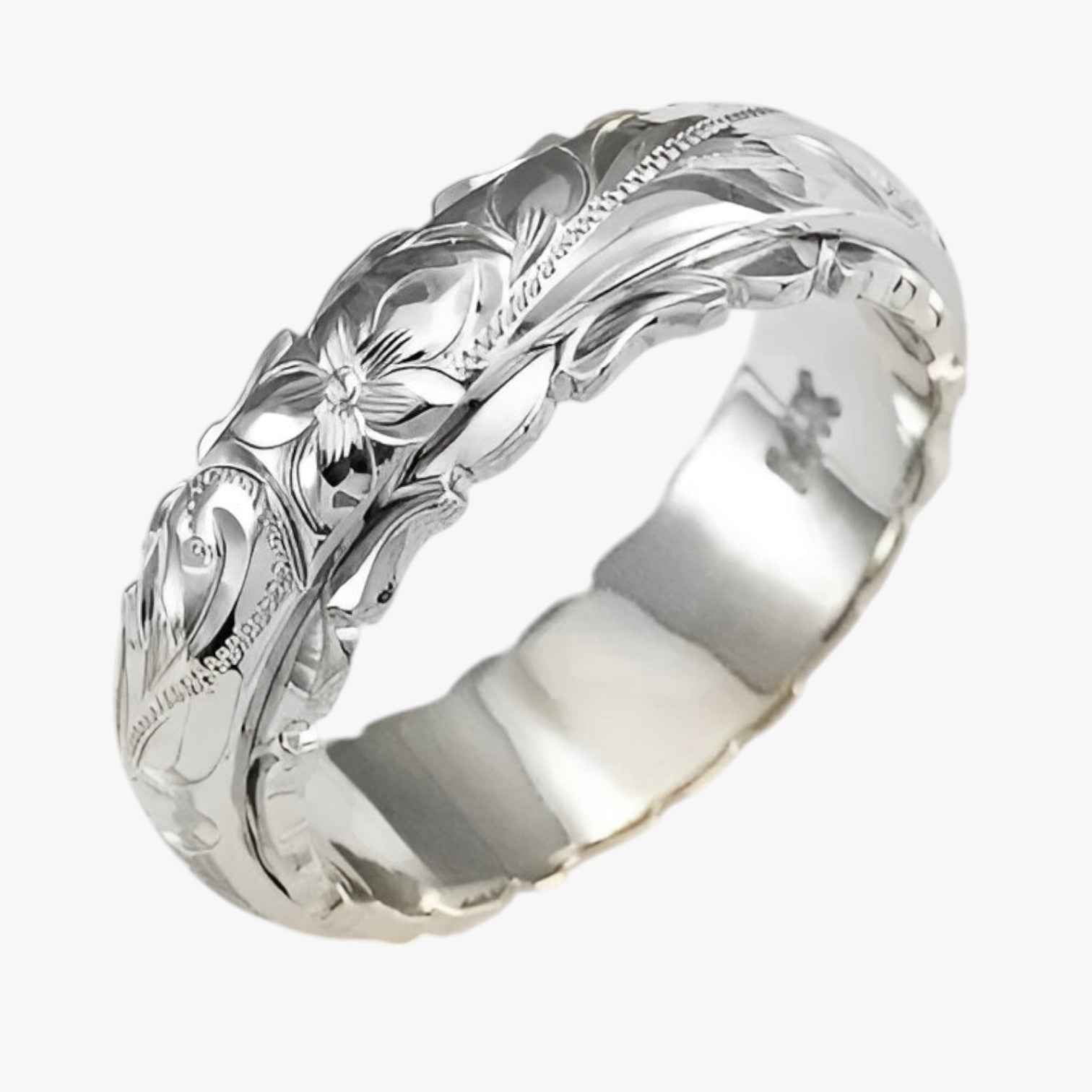 Braided Texture Band Ring with Smooth Polished Finish