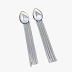 Long Tassel Drop Earrings with Polished Finish