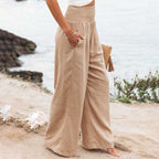Full-Length Wide-Leg Trousers with a Gathered Waist