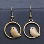 Handmade Vintage-Style Bird Charm Drop Earrings