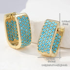 Turquoise Pavé Gold-Tone Huggie Earrings