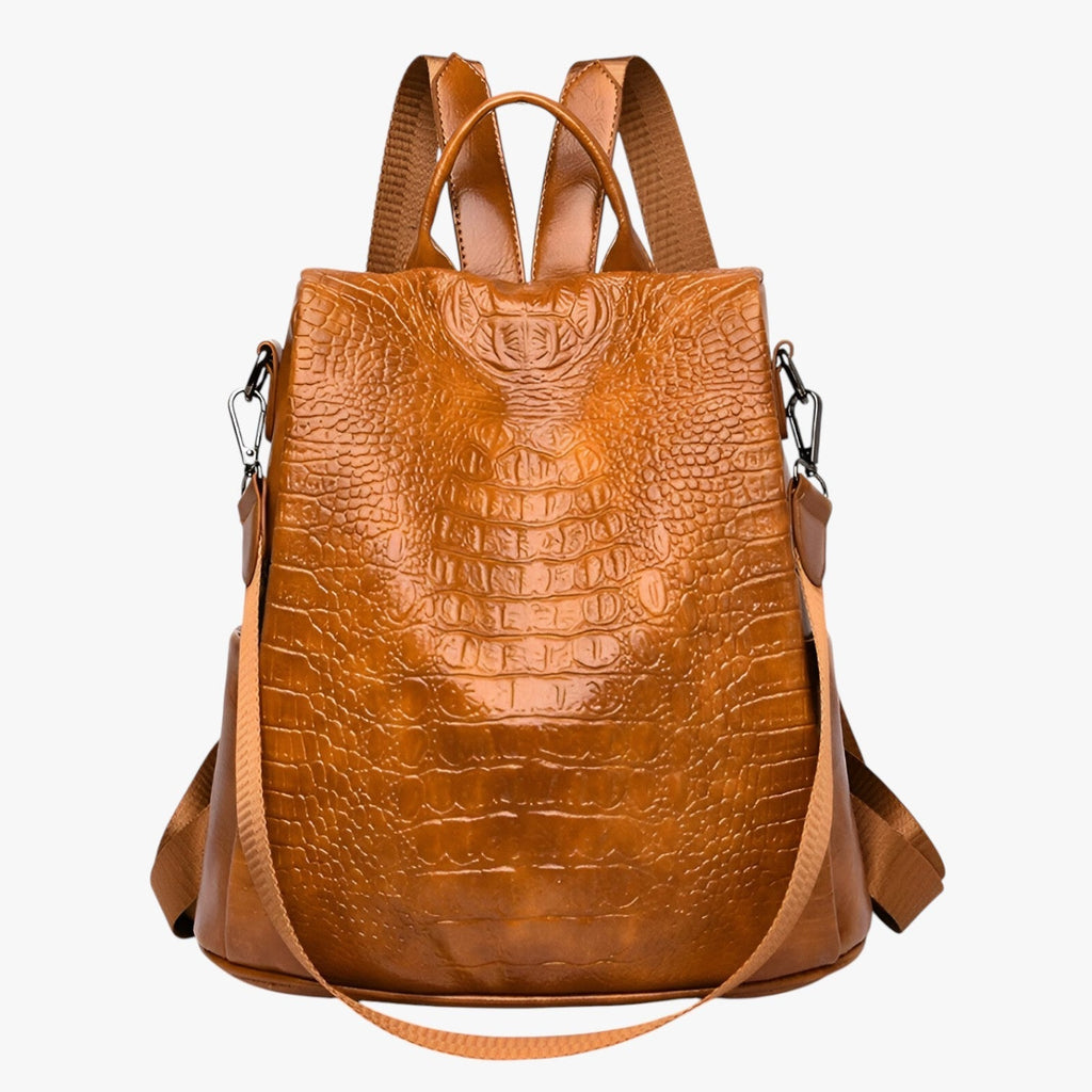 Soft Leather Anti-Theft Backpack with Back Zip Access