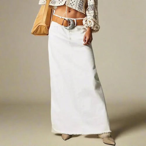 Denim maxi-rok met knoopsluiting – afbeelding 2 van 6