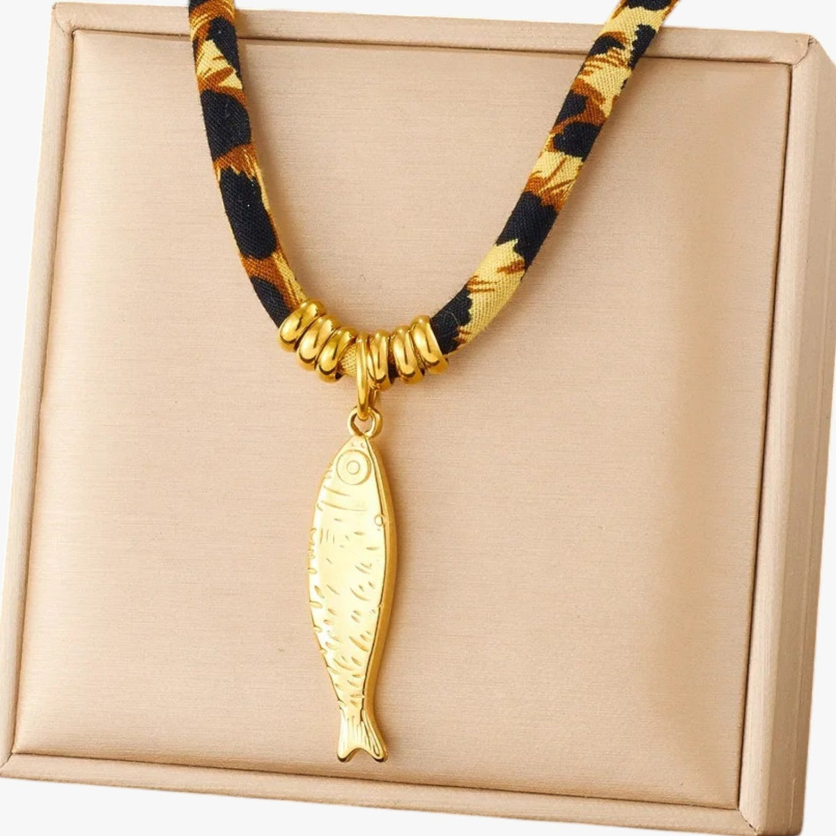 Leopard Charm Necklace with Gold-Tone Detailing