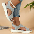 Knit Open Toe Sport Sandals with Contrast Sole