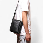 Soft Durable Black Leather Everyday Shoulder Bag