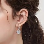 Silver-Tone Hollow Heart Earrings