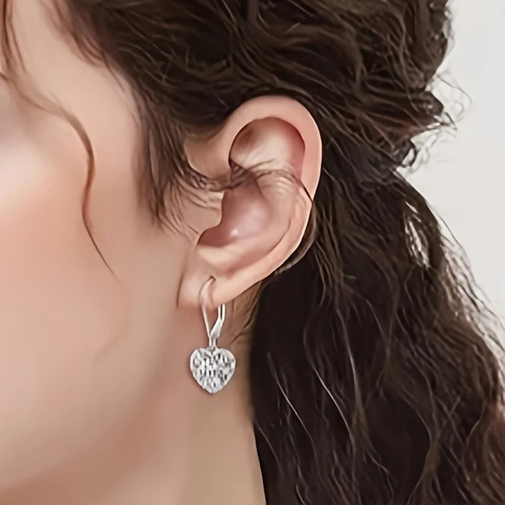 Silver-Tone Hollow Heart Earrings