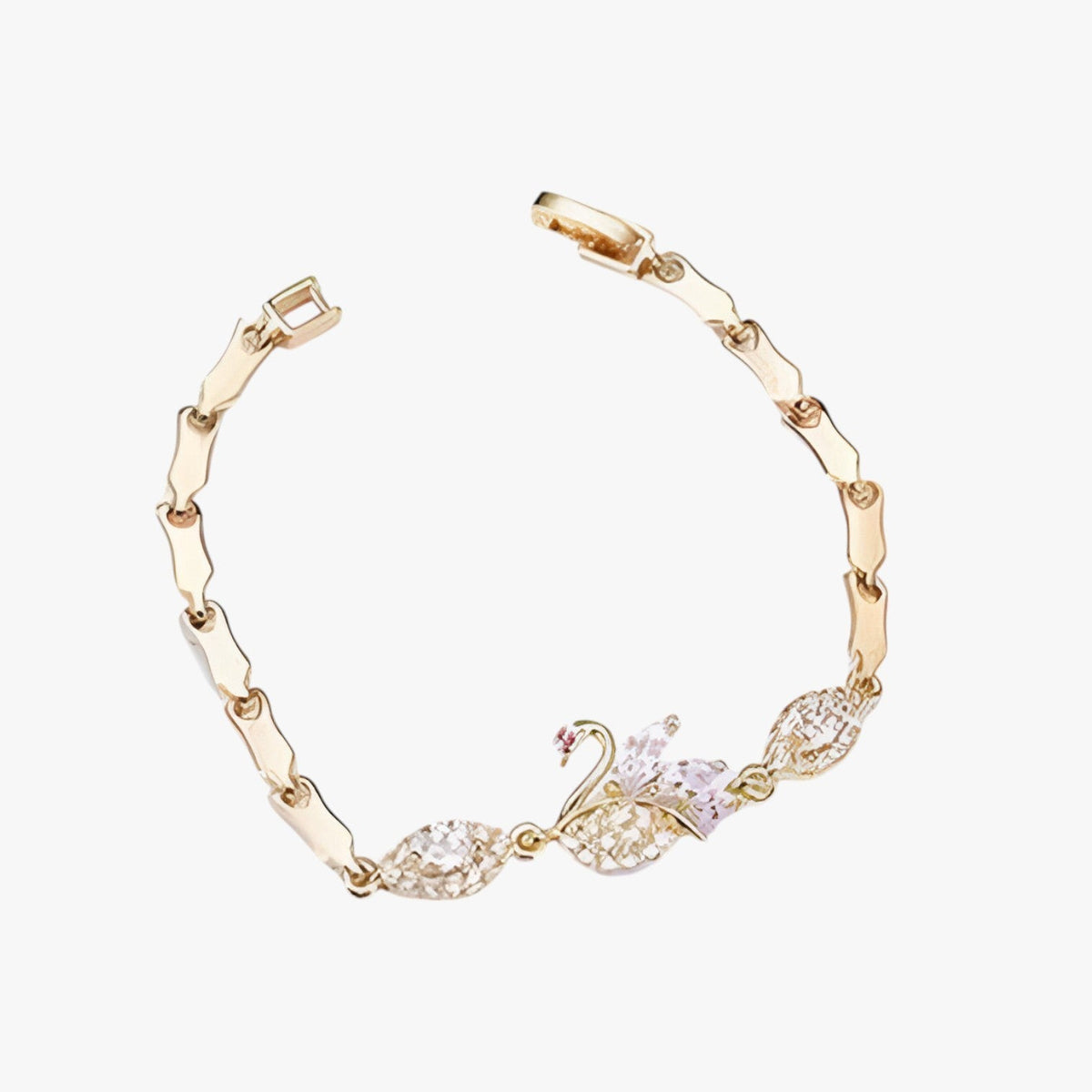 Goudkleurige armband met zwaandetail in zirkoon