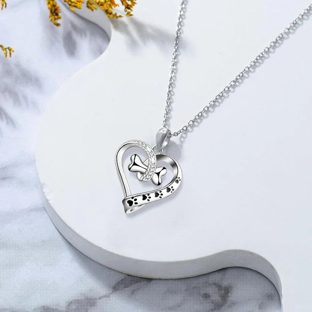 Two-Piece Jewellery Set with Paw, Heart and Bone Charms